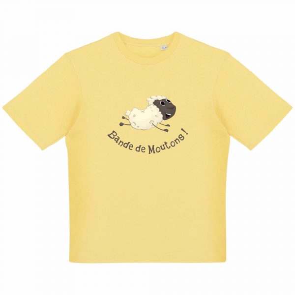 T-shirt unigenre Oversize Bio humour complot bande de moutons
