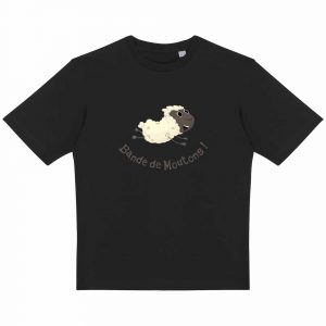 T-shirt unigenre Oversize Bio humour complot bande de moutons