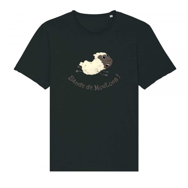 T-shirt unigenre Bio humour complot bande de moutons