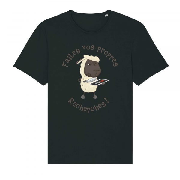 T-shirt Unisexe Bio humour complotiste mouton faites vos propres recherches youtube