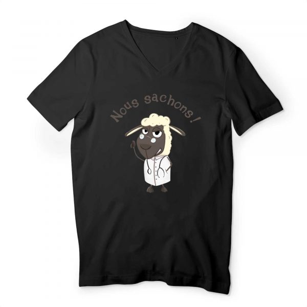 T-shirt Homme Col V Bio humour conspiration mouton nous sachons