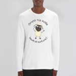 T-shirt Homme Bio à Manches Longues humour conspiration ouvrez vos zoeils bande de moutons