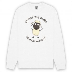 Sweat-shirt Unigenre humour conspiration ouvrez vos zoeils bande de moutons