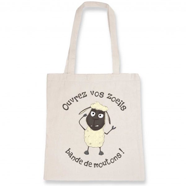 Totebag Coton Bio humour conspiration ouvrez vos zoeils bande de moutons