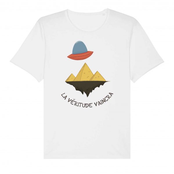 T-shirt Unigenre Bio Véritude humour complotisme pyramide soucoupe alien