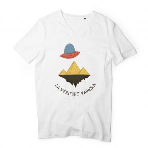 T-shirt Homme Col V Bio humour complot pyramide soucoupe alien