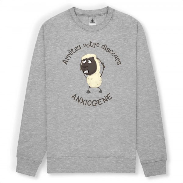 Sweat-shirt Unigenre humour mouton discours anxiogène