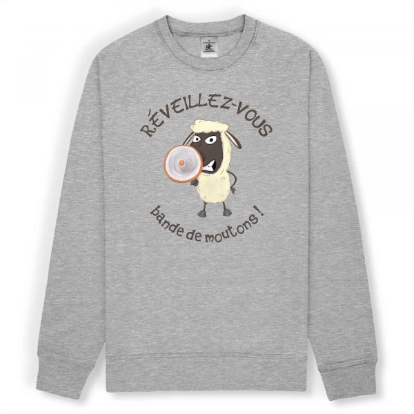Sweat-shirt Unigenre humour complotisme réveillez-vous bande de moutons