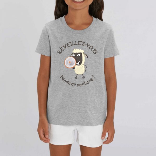 T-shirt Enfant Bio humour complot réveillez-vous bande de moutons