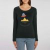 T-shirt Femme Bio à Manches Longues humour conspiration pyramide soucoupe alien