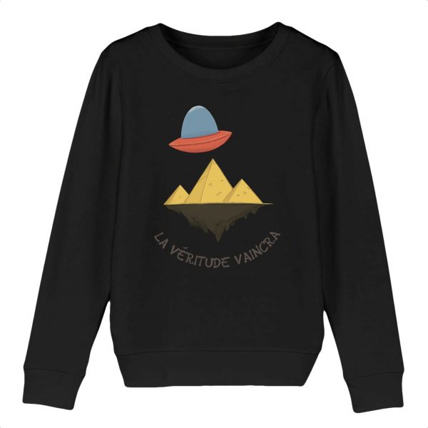 Sweat-shirt Enfant Bio humour conspiration pyramide soucoupe alien
