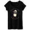 T-shirt Femme Bio noir Mouton Vigilant humour complot ouvrez vos zoeils