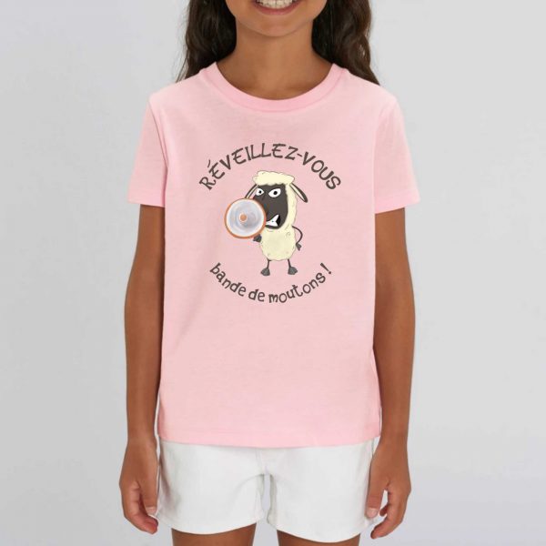 T-shirt Enfant Bio humour complot réveillez-vous bande de moutons