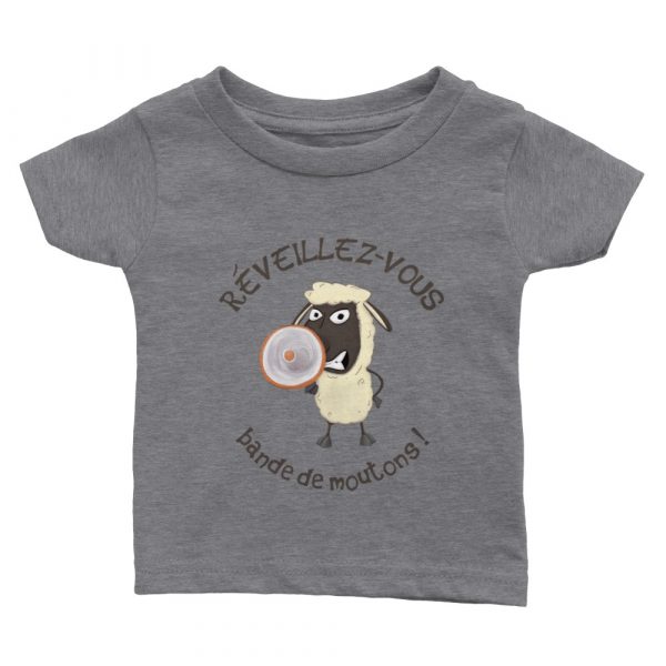 T-shirt bébé humour complotiste réveillez-vous bande de moutons