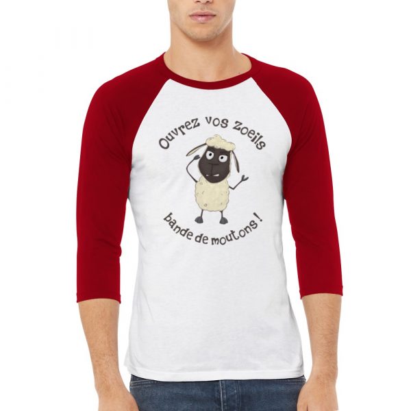 T-shirt unigenre manche 3/4 humour complotiste ouvrez vos zoeils bande de moutons