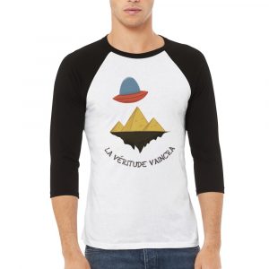T-shirt unigenre manche 3/4 humour conspiration pyramide soucoupe aliens