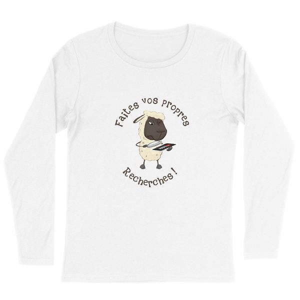 T-shirt Femme Bio à Manches Longues Mouton Chercheur